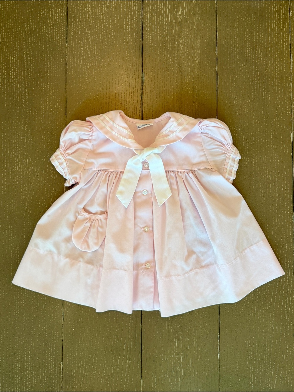 C.I. Castro 1980s Vintage Baby Girls’ Pastel Nautical Sailor Dress • Size 6-12M